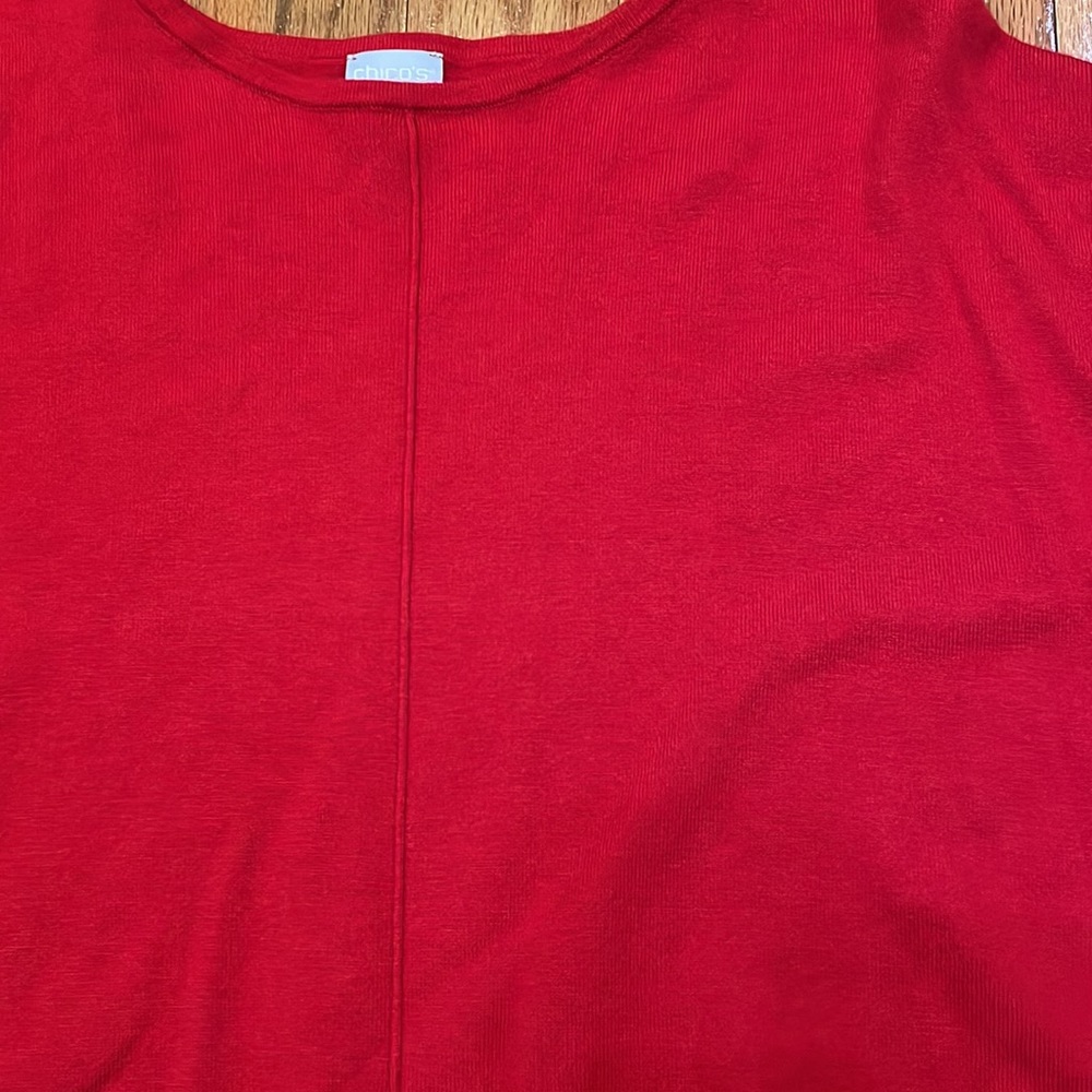 Chico’s Red Lightweight Sweater Woman’sSize Chico’s Size 2 Is a Large or size 12 - Picture 4 of 13